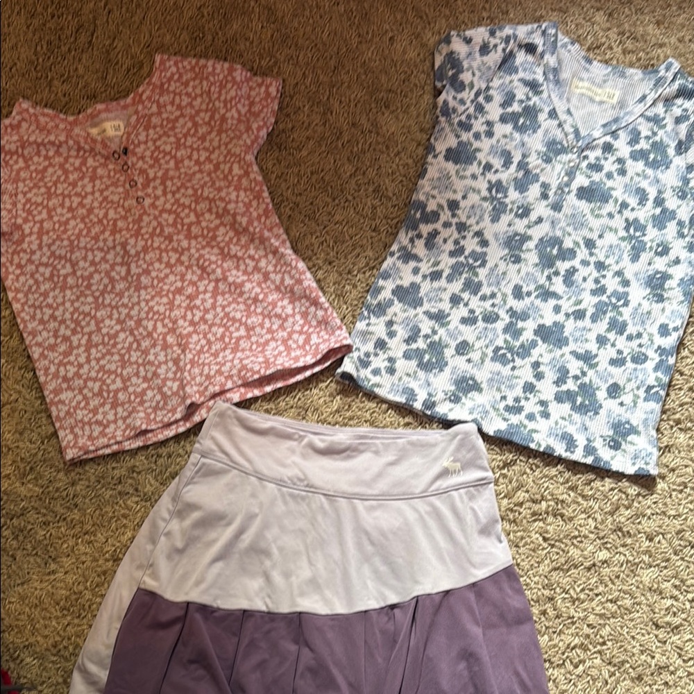 Floral Tops and Color Block Skirt Set